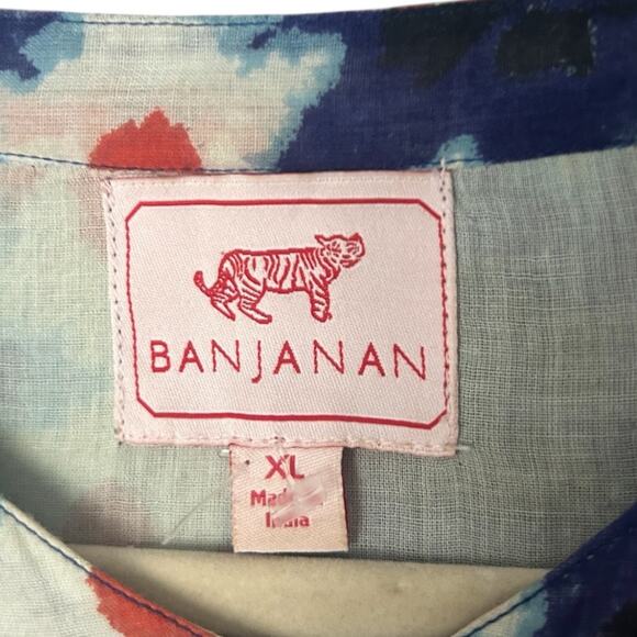 Banjanan Tiered Cotton Maxi Dress Women's XL Watercolor Floral Print Boho - Picture 3 of 5